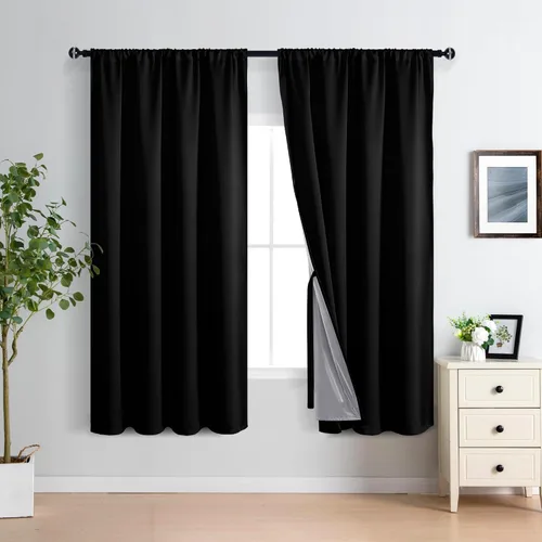Miniatura 13 de XWZO Cortinas Opacas 100% Blancas - Cortinas de Bloqueo Total de Calor y Luz con Forro Negro para Dormitorio/Cuarto de Lavado, Paneles de Ventana