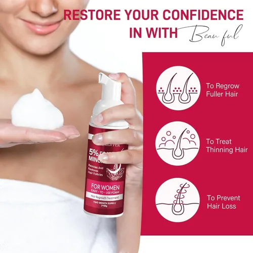 Miniatura 2 de Espuma de Minoxidil para el Crecimiento del Cabello en Mujeres: 5% Minoxidil como Tratamientos para la Caída del Cabello en Mujeres y Productos