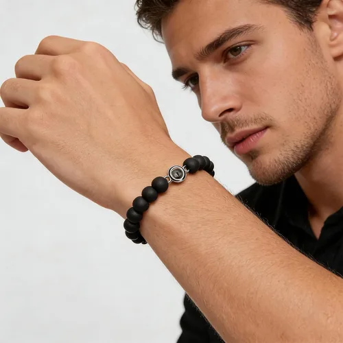 Miniatura 2 de 72ore Pulseras a juego para parejas, pulsera de fotos con texto en inglés "I Love You in 100 idiomas", pulseras de San Valentín, regalos para ella
