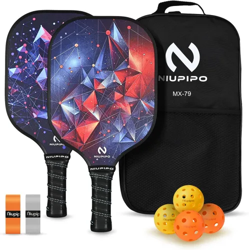 Miniatura 16 de niupipo Pickleball Paddles Set of 2 or 4, USAPA Approved Fiberglass Pickleball Paddle Set with Balls and Bag, Polypropylene Honeycomb Core