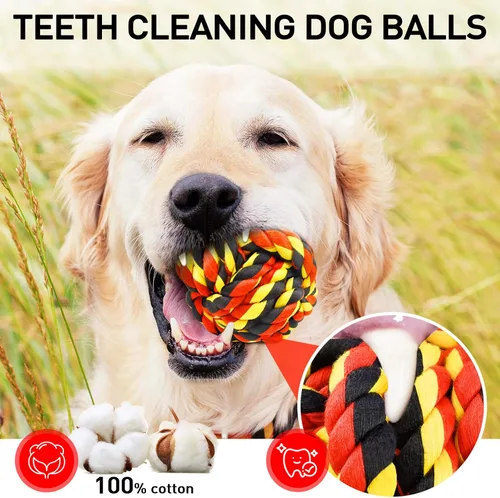 Miniatura 4 de SHARLOVY Juguetes para perros para masticadores agresivos, bolas de perro para razas grandes, juguetes masticables de cuerda de algodón resistente 6