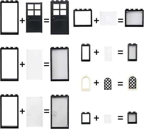 Miniatura 6 de Set de Ventanas y Puertas para Interior Decoración Accesorios Kit de Bloques de Construcción MOC 118 Piezas y Partes Compatibles con Principales
