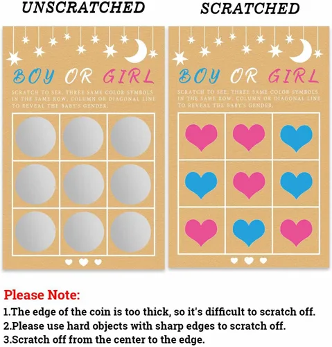 Miniatura 2 de Its a Boy Tic Tac Toe Board Reveal Género Scratch Off Scratcher Tarjetas de boletos de lotería Tarjetas de Anuncio de Género de Doble Cara Family