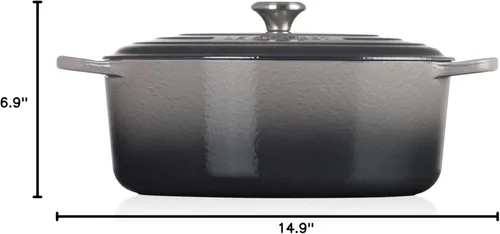 Miniatura 8 de Le Creuset Horno holandés ovalado de hierro fundido esmaltado, 9.5 cuartos de galón, Ostión Ostra