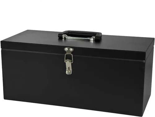 Miniatura 7 de Peastorm Pequeña caja de herramientas de metal de acero, caja de almacenamiento con cerradura para almacenar artículos valiosos, documentos
