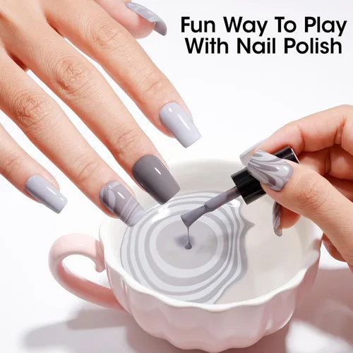 Miniatura 6 de GELLEN Juego de Esmalte de Uñas en 4 Colores Negro, Blanco, Gris & Base y Capa Superior, Esmalte de Uñas de Tendencia Otoño/Invierno Negro, Blanco