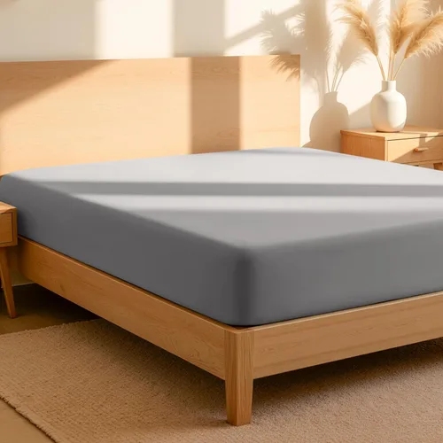 Miniatura 19 de Bare Home Sábana bajera ajustable 100 % algodón orgánico tamaño Queen, tejido de percal crujiente, ligera y transpirable, sábana bajera de bolsillo