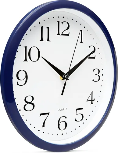Miniatura 2 de Bernhard Products - Reloj de cuarzo de pared azul marino, silencioso, sin tictac, redondo, 10 pulgadas, a pilas y fácil de leer, para hogar, cocina