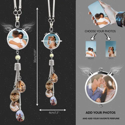 Miniatura 3 de Accesorios de coche colgantes de cristal con foto personalizada para mujeres y hombres, imágenes personalizadas para espejo retrovisor del Style 9