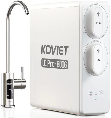 KOVIET Sistema de ósmosis inversa U1 Pro, filtro de agua de ósmosis inversa sin tanque de 800GPD, sistema de filtración de agua RO de 10 etapas