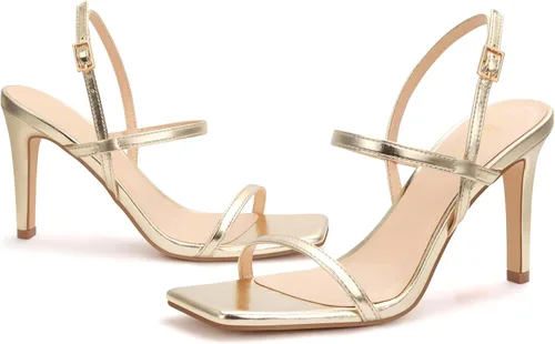Miniatura 4 de Sandalias de tacón alto con tiras para mujer, puntera abierta, con correa en el tobillo, zapatos cómodos para bodas