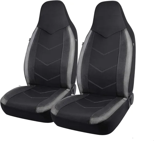Pic auto - Fundas para asientos delanteros de auto con respaldo alto, diseño deportivo de malla de fibra de carbono, ajuste universal, compatible