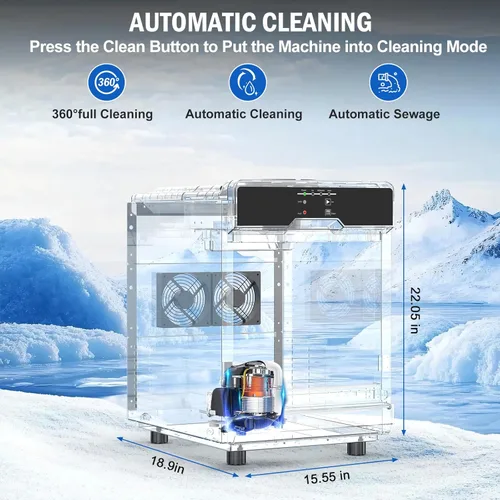 Miniatura 7 de Máquina de hielo Nugget para encimera 40 libras/día, contenedor de hielo de 10 libras, máquina de hielo de pellets suaves masticables de acero