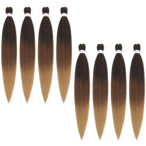 Miniatura 19 de Alrence Cabello estirado para hacer trenzas, trenza larga de 30 pulgadas, 8 paquetes, extensiones profesionales de trenzado de cabello sintético, 1b#