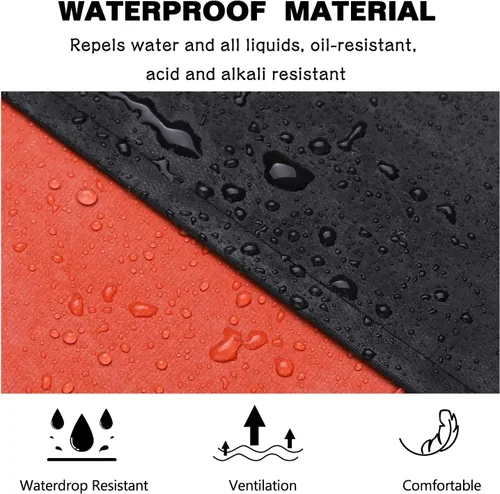 Miniatura 3 de Delantal de vinilo negro de goma impermeable grueso para hombres de 39 pulgadas, resistente a los productos químicos, delantal de trabajo