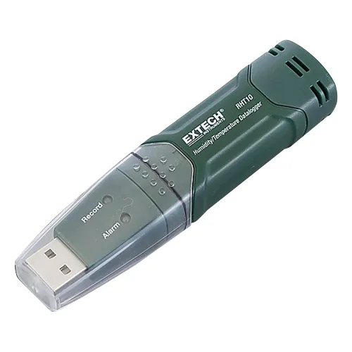 Extech RHT10 - Registrador de datos USB de humedad y temperatura con memoria de 16.000 puntos de datos, punto de rocío, sello de hora/fecha,