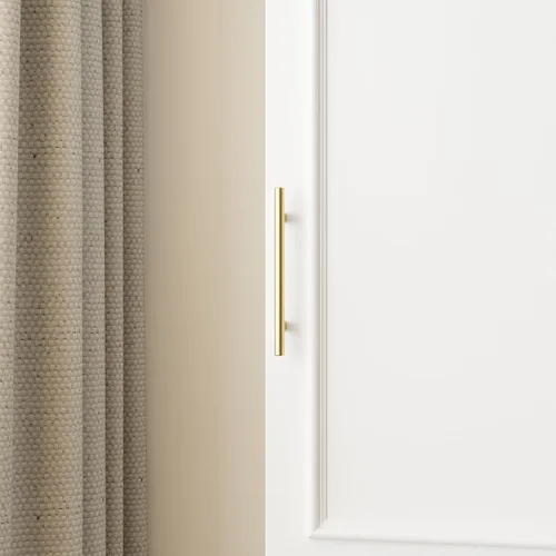 Miniatura 6 de FUFU&GAGA Armario estrecho con 2 puertas, moderno armario blanco para dormitorio con asas doradas, armario moderno de almacenamiento de ropa