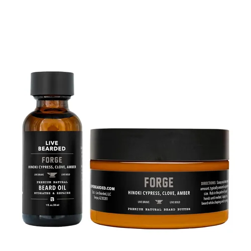 Miniatura 10 de Live Bearded Kit de aseo de aceite y mantequilla para barba, fabricado en los Estados Unidos, ingredientes totalmente naturales con karité, argán
