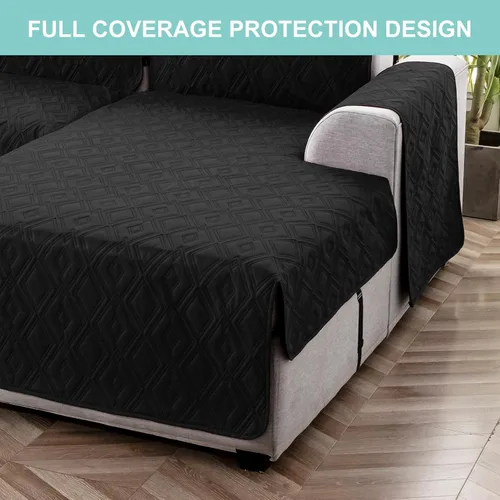 Miniatura 6 de Genina Fundas de Sofá Seccional para Perros Fundas de Sofá en Forma de L Funda de Chaise Lounge Funda de Sofá Reversible Protector de Muebles Beige