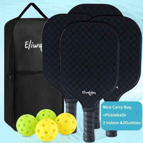 Miniatura 6 de Juego de 4 palas de pickleball de fibra de vidrio con 4 bolas de pickleball, 4 raquetas y bolsa, cumple con los estándares USAPA, raquetas
