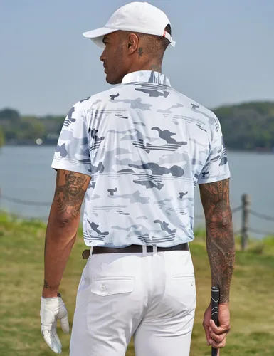 Miniatura 176 de TAPULCO Camisetas tipo polo de secado rápido para hombre, diseño de camuflaje, atléticas, ligeras, transpirables, casuales, para golf
