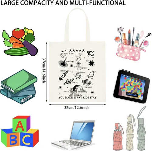 Miniatura 2 de WCGXKO Korean Music Lover Gift Boy Band Inspired Canvas Tote Bag for Fandom