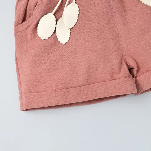 Miniatura 9 de FOCUTEBB Conjunto de ropa de verano para bebé niña, camiseta y pantalones cortos de lino con cinturón, lindo conjunto de ropa