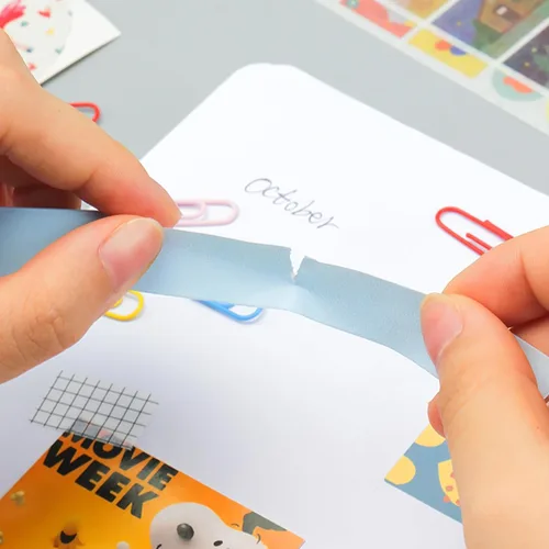 Miniatura 4 de NatSumeBasics 3 Cintas Washi Azul Claro Lisas Cinta Adhesiva Decorativa para Enmascarar, 32 Pies Cintas Autoadhesivas para Embalaje Decoración