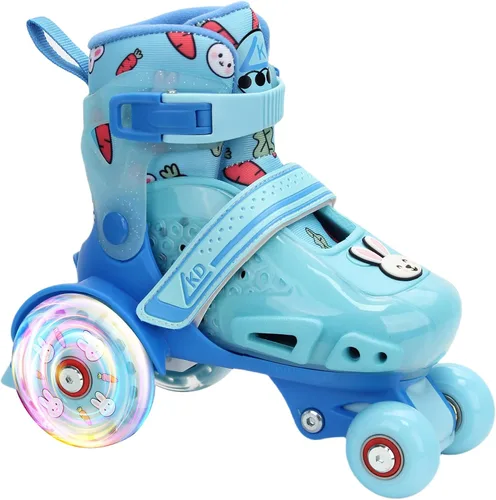 Miniatura 9 de LKD Patines ajustables para niños y niñas, patines cuádruples para principiantes, deportes en interiores y exteriores para edades de 3-5, 5-8