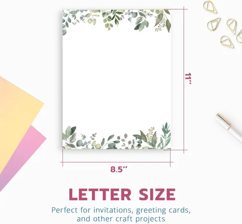 Miniatura 6 de Papel de papelería con temática de hojas, papel membrete verde de 8.5 x 11 pulgadas, 50 hojas, papel de escritura elegante, bonito papel Juego de 50