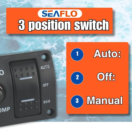 Miniatura 6 de SEAFLO Panel de interruptores de bomba de sentina de 3 vías (automático-apagado manual) 12v 24v con disyuntor integrado de 15 A