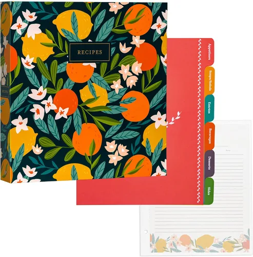 Miniatura 13 de Jot & Mark - Organizador de recetas con 3 anillos (Cosecha otoñal) 50 tarjetas de recetas de 4 x 6, separadores de página completa y protectores