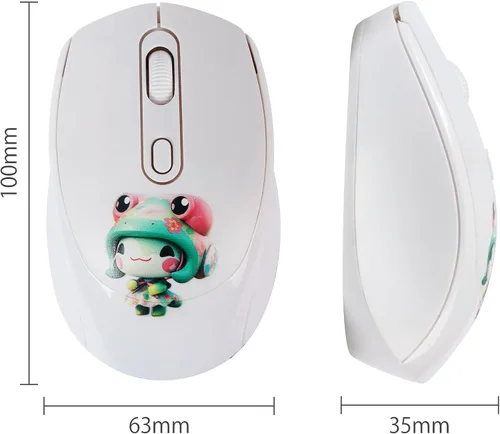 Miniatura 7 de Lindo mouse inalámbrico, 2.4G silencioso portátil inalámbrico con receptor USB, mouse inalámbrico Kawaii para laptop, Chromebook, PC, portátil