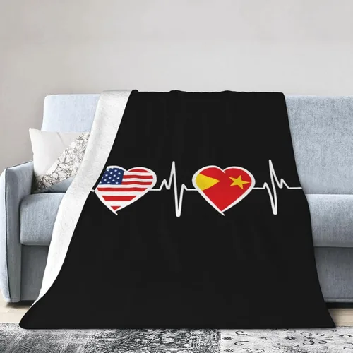 Miniatura 10 de Manta de franela cálida y ultrasuave con la bandera de Estados Unidos y Maryland, manta negra para todas las estaciones, decoración del hogar