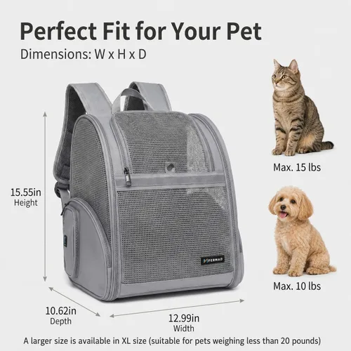 Miniatura 3 de Mochila Transportadora para Gatos para Perros Pequeños y Gatos Medianos, Cachorro, Gatito, Conejo, Mochila Transportadora de Mascotas Plegable