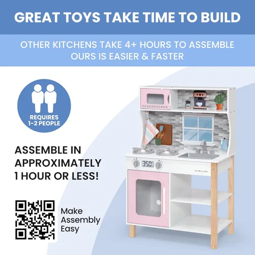 Miniatura 7 de Delta Children Tiny Chef Play Kitchen - Juego de cocina de juguete con perillas realistas que giran/hacen clic, horno, fregadero, microondas y 15