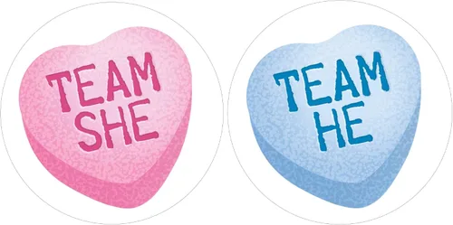 DISTINCTIVS Revelación de Género para el Día de San Valentín, Etiquetas de Corazón de Conversación Equipo Él o Equipo Ella, Pequeño Dulce Corazón