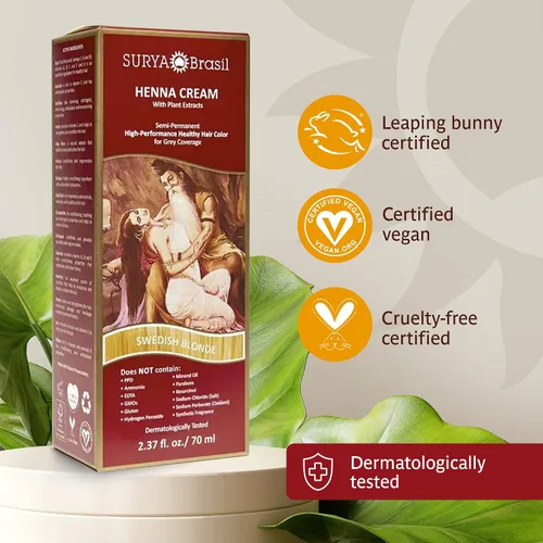 Miniatura 4 de Surya Brasil Productos Crema de henna, rubio sueco, 2.37 onzas líquidas
