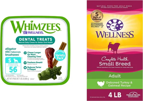 Miniatura 10 de WHIMZEES by Wellness Dental Treats + paquete de alimentos secos para perros: masticables sin granos de larga duración, tamaño mediano, 28 unidades +
