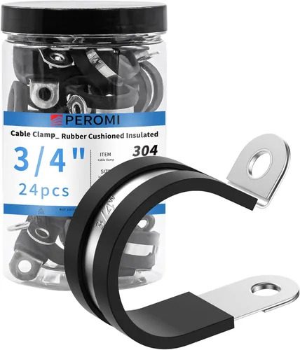 Miniatura 12 de 12 piezas de abrazaderas de cable dobles de 1-1/2" con refuerzo remachado actualizado, abrazaderas de tubo de bucle aislado con almohadilla de goma