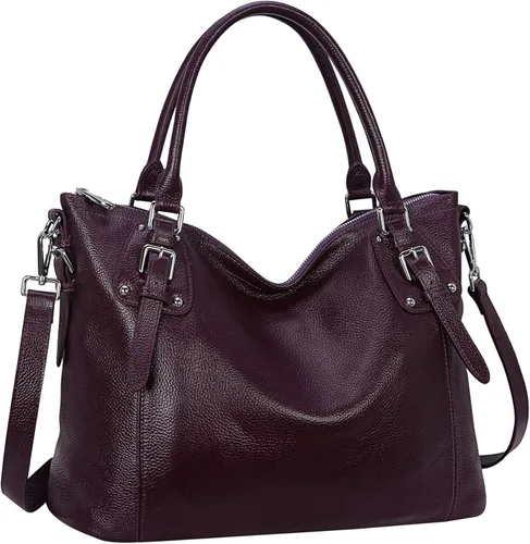Miniatura 9 de HESHE - Carteras y bolsos de cuero genuino para mujer, bolso de mano, bolso de hombro, bolso de asa superior, bolso cruzado, bolso tipo morral