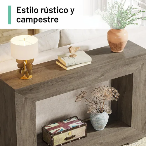 Miniatura 7 de Tribesigns - Mesa consola de granja, mesa consola de entrada de 47 pulgadas con almacenamiento, mesa de acento industrial para pasillo de sala