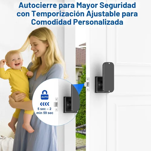 Miniatura 5 de Foxgard - Cerradura de puerta con huella dactilar – Cerradura inteligente biométrica 5 en 1 con teclado, control por aplicación, llave