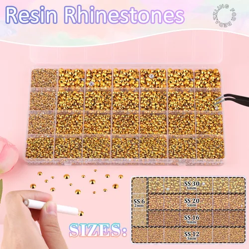 Miniatura 2 de 30000 diamantes de imitación de resina para deslumbrar con pegamento de joyería B7000, gemas de imitación doradas para manualidades, ropa, vasos