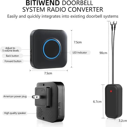 Miniatura 9 de BITIWEND Timbre inalámbrico para Blink - Compatible con timbre de video Blink y timbre de video Blink (2.ª generación) con transmisor con cable