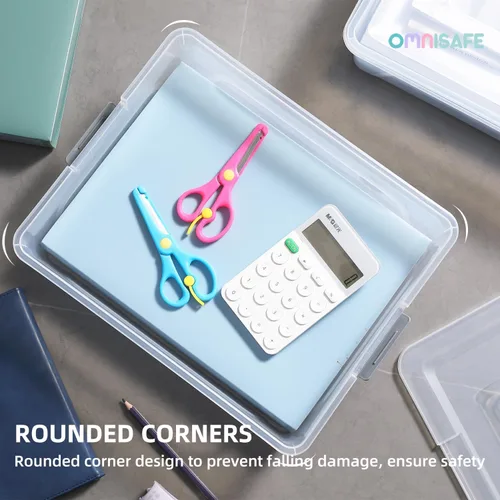 Miniatura 4 de Contenedor de plástico con tapa, diseño apilable, caja de clip para manualidades, suministros y artículos de oficina
