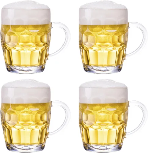 Miniatura 10 de Dimple Stein - Juego de tazas de cerveza de 10 onzas con asa, tazas de cerveza de vidrio, aptas para lavavajillas y congelador, transparentes