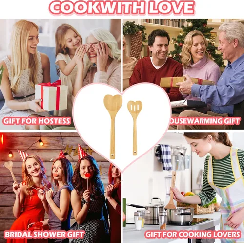 Miniatura 7 de Regalos de cumpleaños para mamá, 2 cucharas de madera con corazón para cocinar, regalos del día de la madre para mamá de hija o hijo, regalo