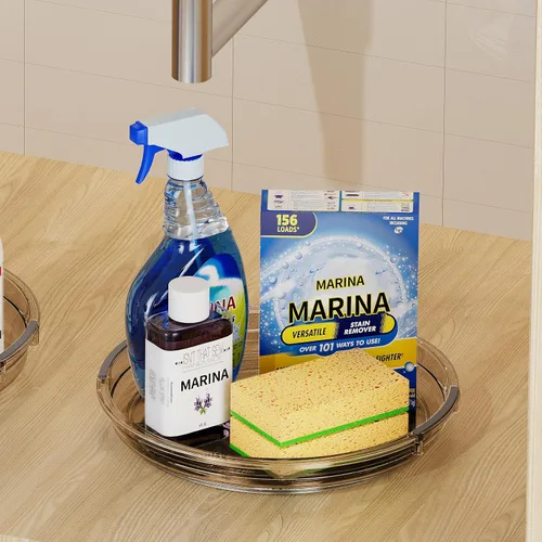 Miniatura 8 de LAMU Paquete de 2 organizadores giratorios Lazy Susan para gabinete, 10.6'' 9.25'' organizador de condimentos para refrigerador, despensa de cocina