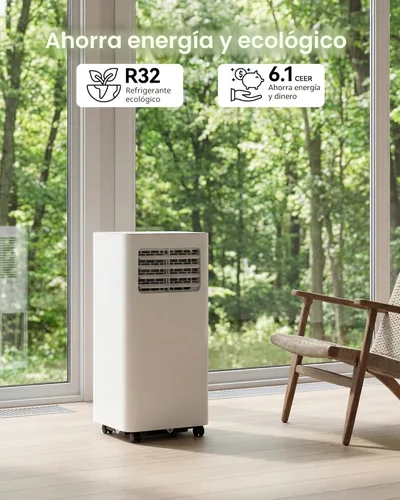 Miniatura 9 de Feelfunn Aire acondicionado portátil de 8000 BTU, 3 en 1, enfría 350 pies cuadrados, CA silenciosa con ventilador y deshumidificador, pantalla LED